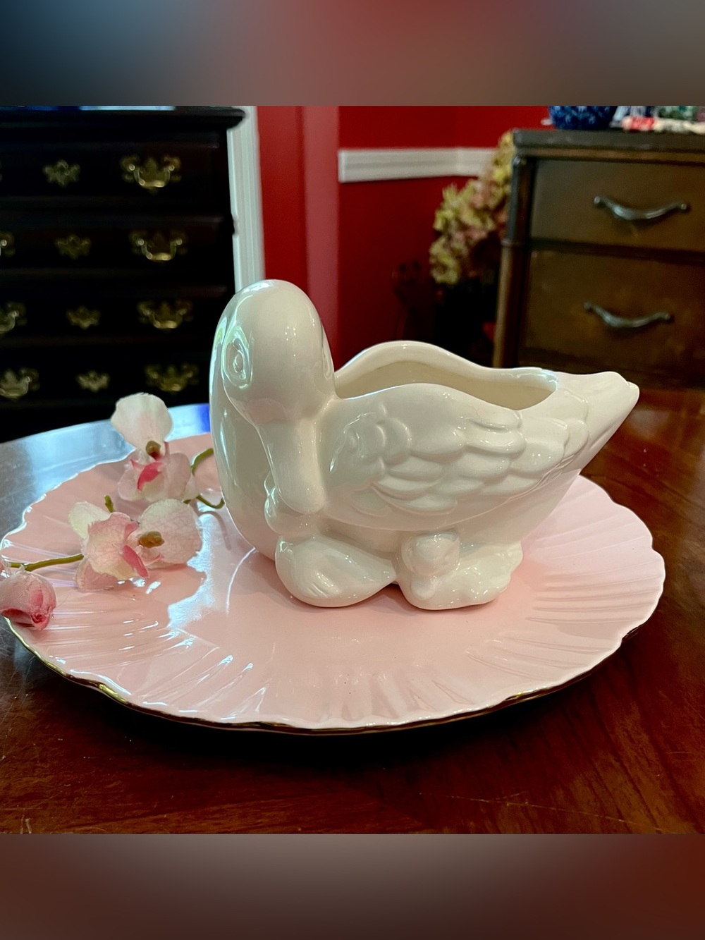Vintage 1984 Avon Ceramic Mother Duck Planter Weiss Brazil - "A Mother's Love"